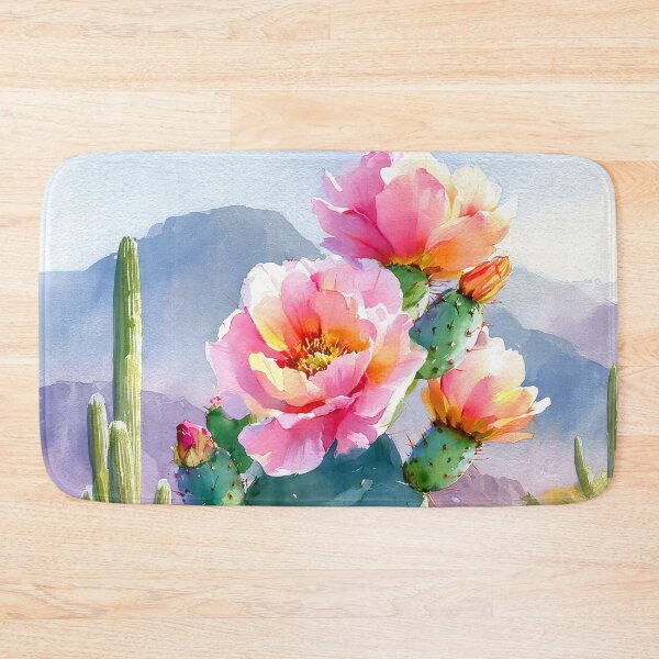 Item preview, Watercolor Blooming Cactus Southwestern Desert Landscape designed and sold by MargaretWiktor.
