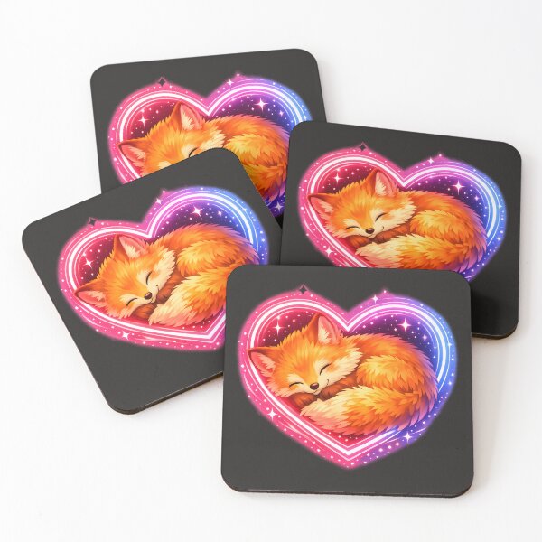 Item preview, Neon Heart Fox – Cute Futuristic Animal Illustration designed and sold by Neo Tokio.