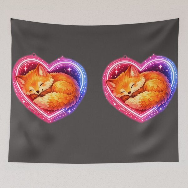 Item preview, Neon Heart Fox – Cute Futuristic Animal Illustration designed and sold by Neo Tokio.
