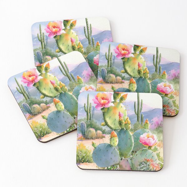 Item preview,  Watercolor Blooming Cactus Southwestern Desert Landscape designed and sold by MargaretWiktor.