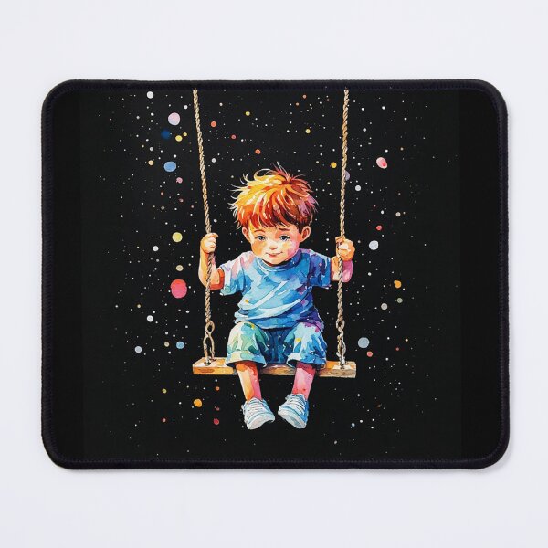 Item preview, Cute Boy on Swing Colorful Watercolor designed and sold by AurossaDesign.
