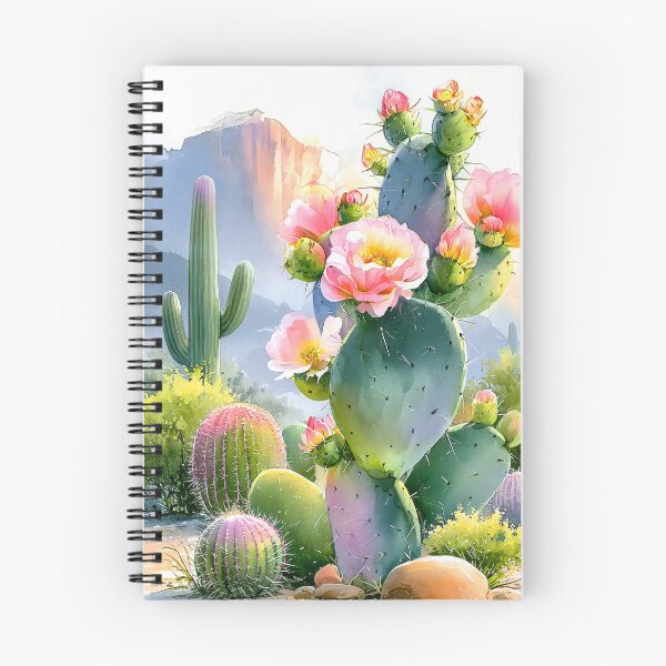 Item preview, Watercolor Blooming Cactus Southwestern Desert Scenery designed and sold by MargaretWiktor.