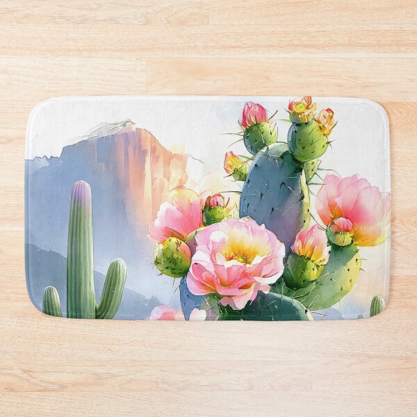 Item preview, Watercolor Blooming Cactus Southwestern Desert Scenery designed and sold by MargaretWiktor.