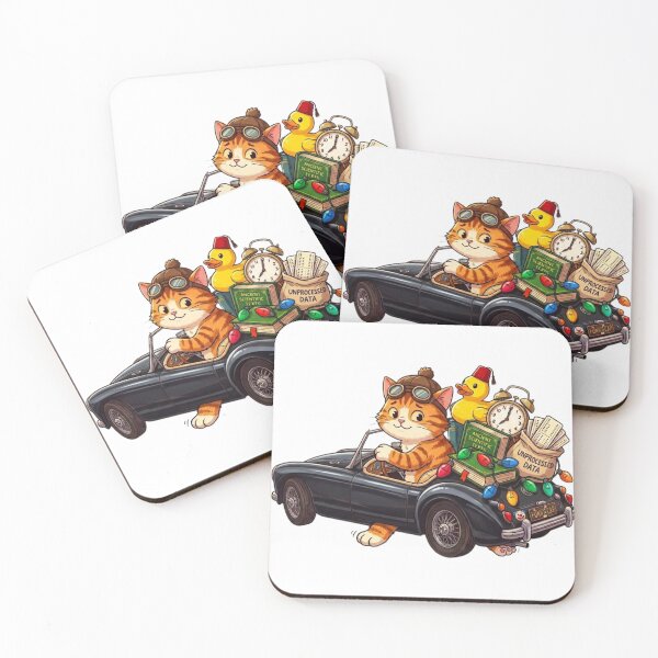 Item preview, Funny Cat Driving Retro Black Car Cute Duck Cartoon designed and sold by Fatomfatom.