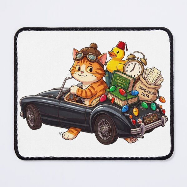 Item preview, Funny Cat Driving Retro Black Car Cute Duck Cartoon designed and sold by Fatomfatom.
