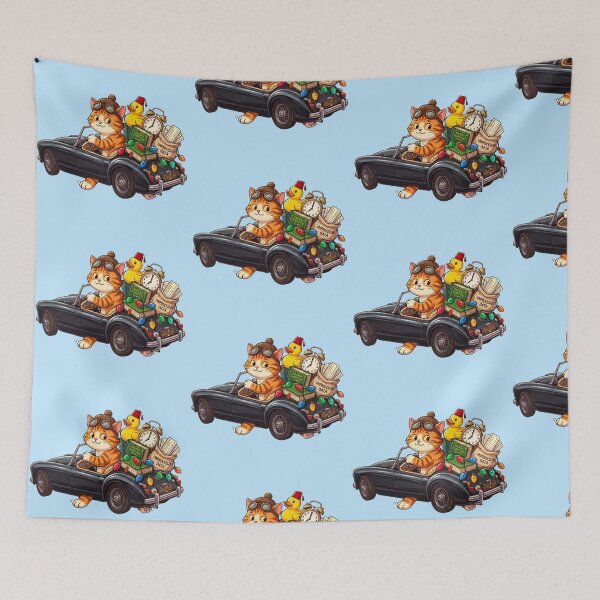 Item preview, Funny Cat Driving Retro Black Car Cute Duck Cartoon designed and sold by Fatomfatom.