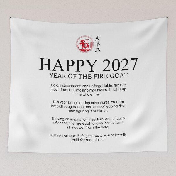 Item preview, Lunar New Year 2027 Year Of The Fire Goat designed and sold by HowToCanadian.