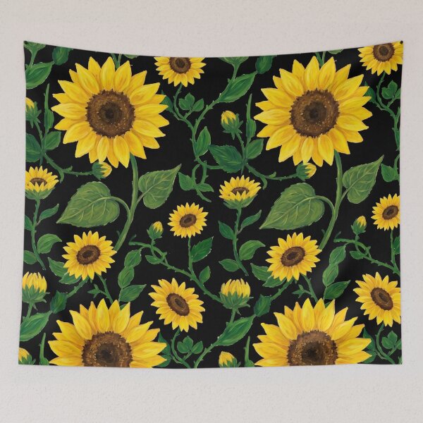 Item preview, Gilded Sunflowers on Midnight Black Pattern designed and sold by TOM JACK.