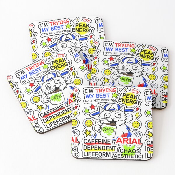 Item preview, Energy Coffee Cat Chaos Gen Z Aesthetic Meme designed and sold by ART ATTACK ZONE.