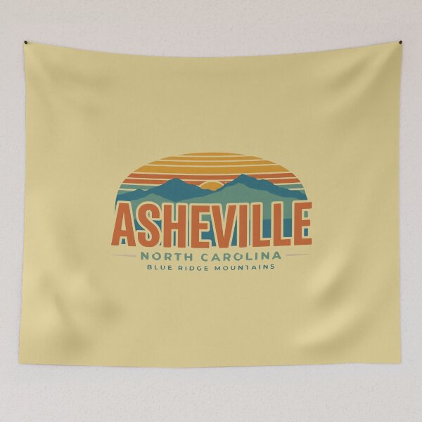 Item preview, Asheville North Carolina Retro Sunset | Blue Ridge Mountains Vintage Design designed and sold by Timeless Design.