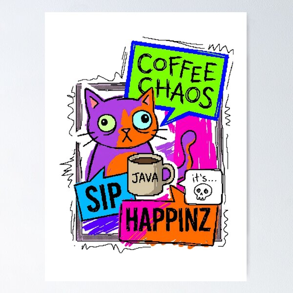 Item preview, Java Coffee Cat Chaos Gen Z Aesthetic Meme designed and sold by ART ATTACK ZONE.