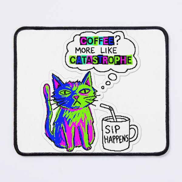 Item preview, Kitty Coffee Cat Chaos Gen Z Aesthetic Meme designed and sold by ART ATTACK ZONE.