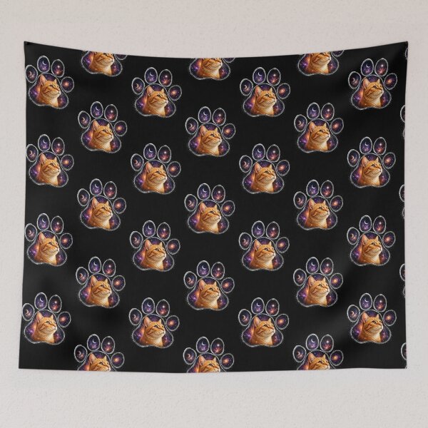 Item preview, Cosmic Galaxy Cat Paw Print designed and sold by Luna's World - Moody Vibes Studio.