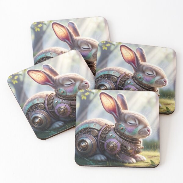 Item preview, Steampunk Rabbit with Brass Gears in Enchanted Forest designed and sold by IntelliMindDesigns.