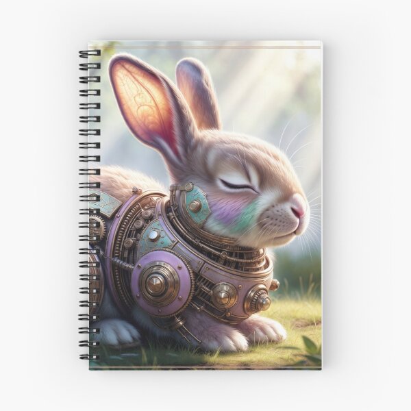 Item preview, Steampunk Rabbit with Brass Gears in Enchanted Forest designed and sold by IntelliMindDesigns.