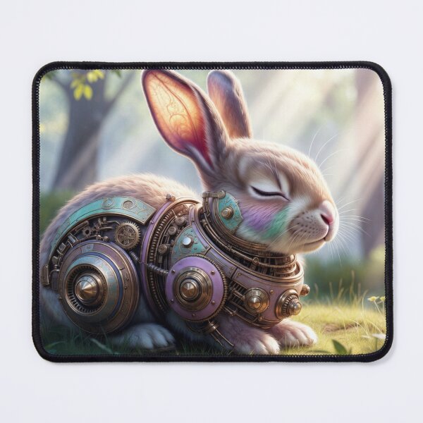 Item preview, Steampunk Rabbit with Brass Gears in Enchanted Forest designed and sold by IntelliMindDesigns.