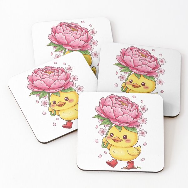 Item preview, Cute Duck with Peony Umbrella & Rain Boots designed and sold by carthagia.