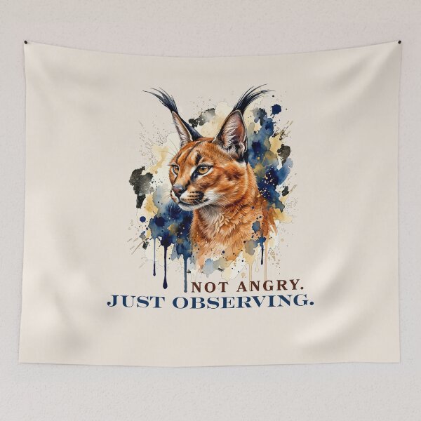 Item preview, Not Angry. Just Observing. | Funny Caracal Shirt | Introvert Wildlife Watercolor designed and sold by Biedroneczka.