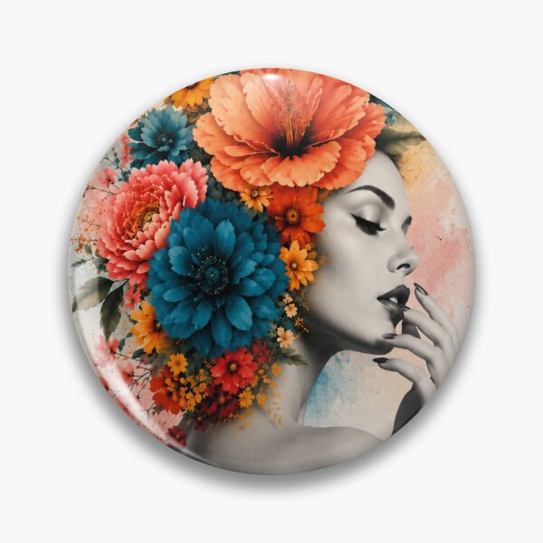 Item preview, Floral Woman Watercolor Pastel Background Hand Face Colorful Flowers Art designed and sold by Leogasup.