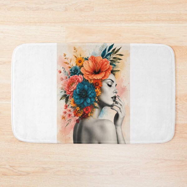 Item preview, Floral Woman Watercolor Pastel Background Hand Face Colorful Flowers Art designed and sold by Leogasup.