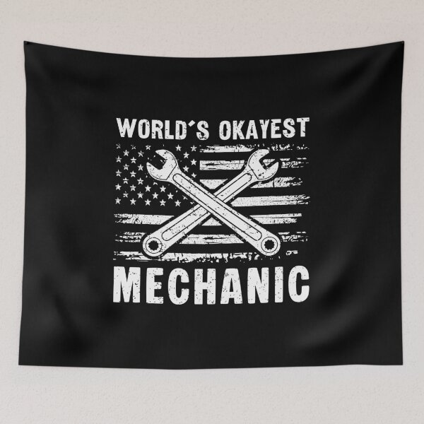 Item preview, World's Okayest Mechanic Funny Distressed American Flag designed and sold by Dmetalx Art Apparel.