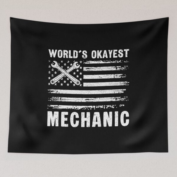 Item preview, World's Okayest Mechanic Funny Distressed American Flag designed and sold by Dmetalx Art Apparel.