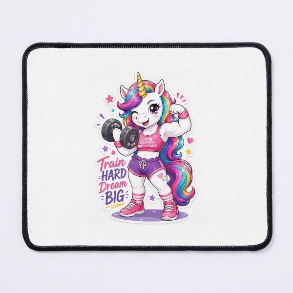 Item preview, Train Hard Dream Big Unicorn Gym Sticker designed and sold by CosmicCryptSdo.
