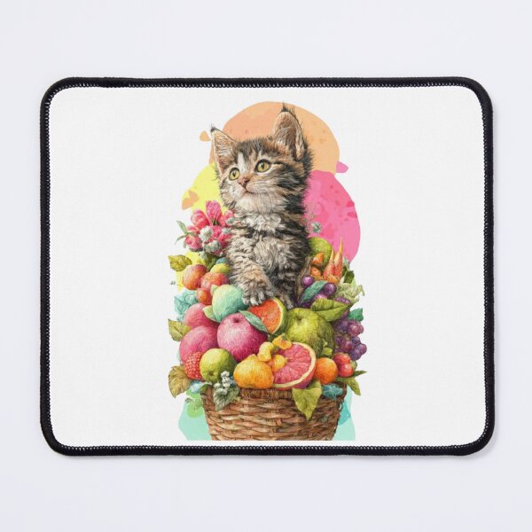 Item preview, Cute Tabby Kitten Fruit Basket Art designed and sold by Moody Vibes Studio.