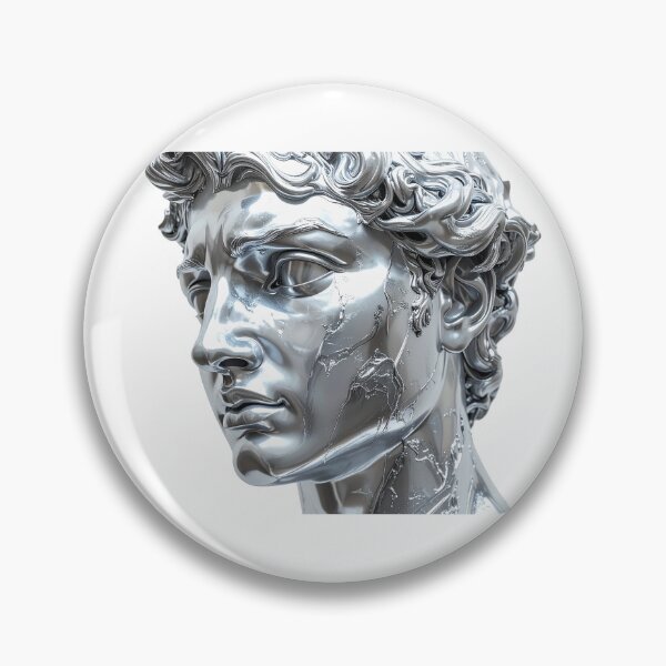 Item preview, Liquid Chrome Greek Bust Statue Illustration designed and sold by BetweenForms.