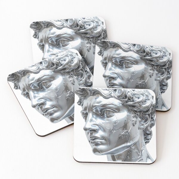 Item preview, Liquid Chrome Greek Bust Statue Illustration designed and sold by BetweenForms.