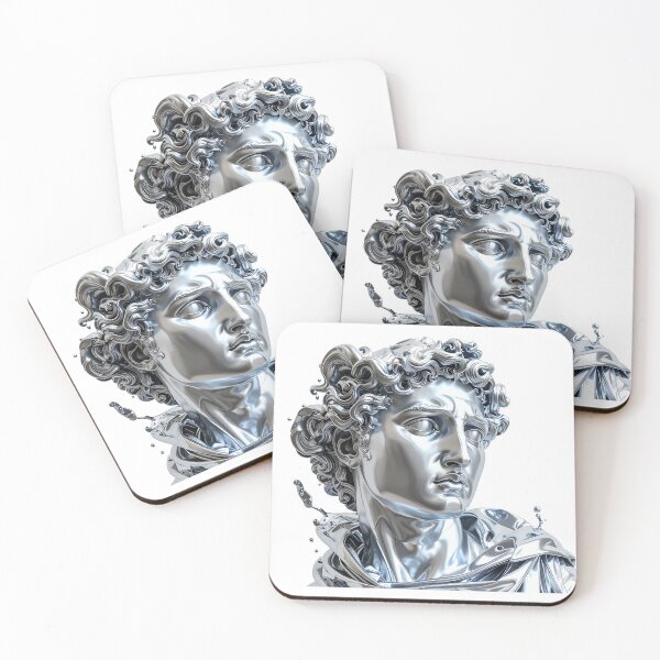 Item preview, Liquid Silver Greek Bust Chrome Statue designed and sold by BetweenForms.