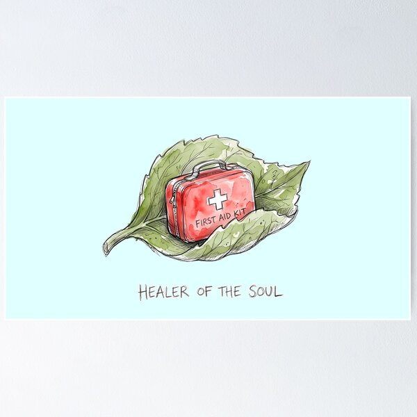 Item preview, Healer of the Soul - First Aid Kit Leaf Watercolor Art designed and sold by SoulPT.