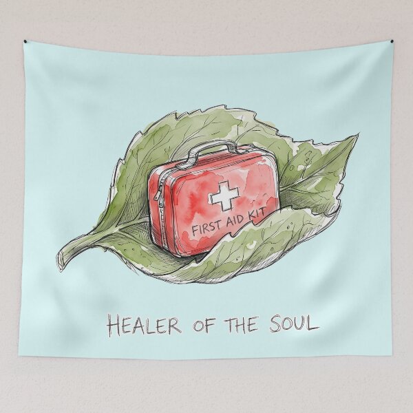 Item preview, Healer of the Soul - First Aid Kit Leaf Watercolor Art designed and sold by SoulPT.