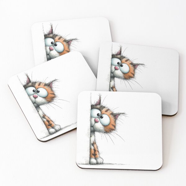 Item preview, Funny Peekaboo Cat with Big Eyes Cartoon Illustration designed and sold by LinaDesign Store.
