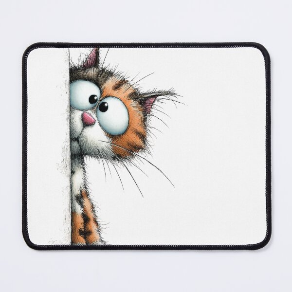 Item preview, Funny Peekaboo Cat with Big Eyes Cartoon Illustration designed and sold by LinaDesign Store.