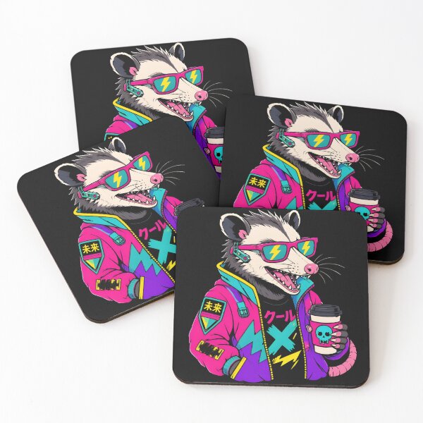 Item preview, Futuristic Cyberpunk Opossum - Neon Skull Coffee Culture designed and sold by milano picks.