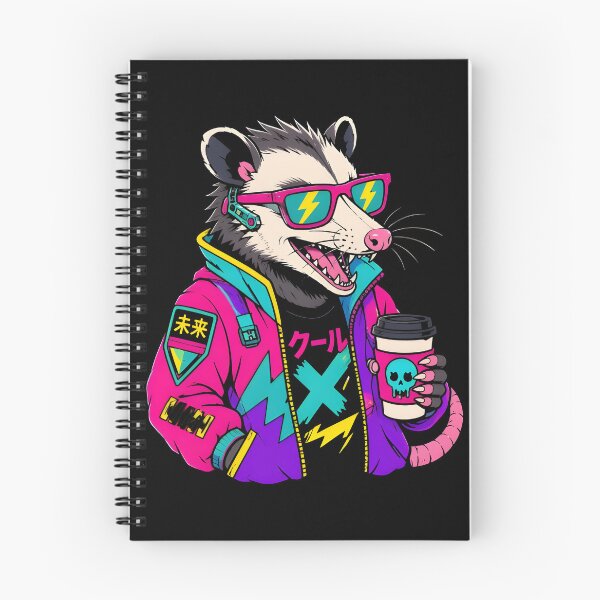 Item preview, Futuristic Cyberpunk Opossum - Neon Skull Coffee Culture designed and sold by milano picks.