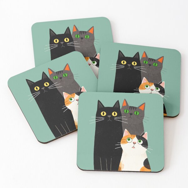 Item preview, Three Cute Cats in a Whimsical Style  designed and sold by hinomaru.