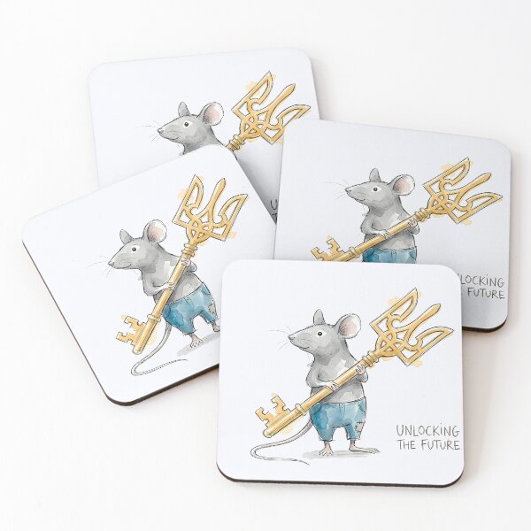 Item preview, Unlocking the Future - Cute Mouse with Ukrainian Trident Key Art designed and sold by SoulPT.