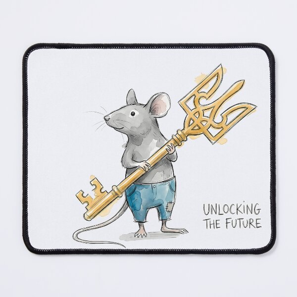 Item preview, Unlocking the Future - Cute Mouse with Ukrainian Trident Key Art designed and sold by SoulPT.