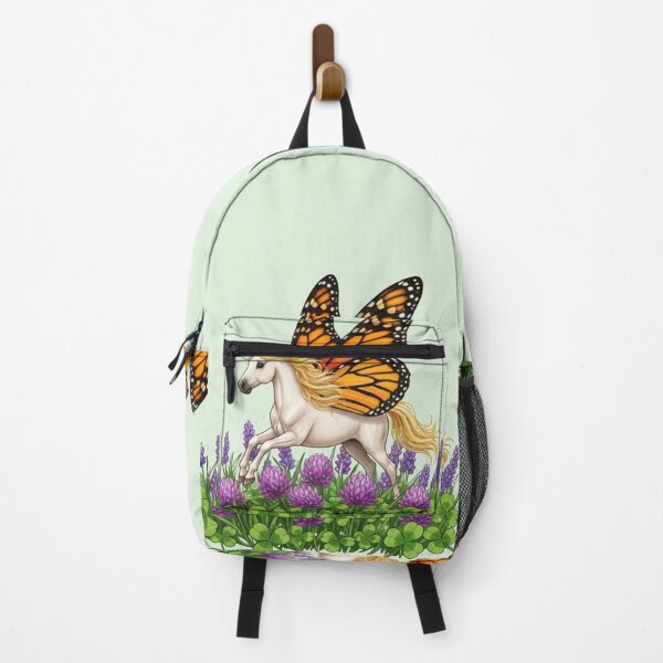 Item preview, White Horse with Monarch Butterfly Wings in Clover Meadow  designed and sold by carthagia.