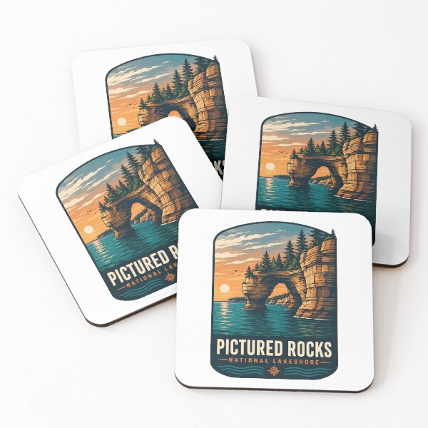 Item preview, Pictured Rocks National Lakeshore Vintage Travel Poster | Michigan Retro Wall Art designed and sold by Nubrixa-Studio.