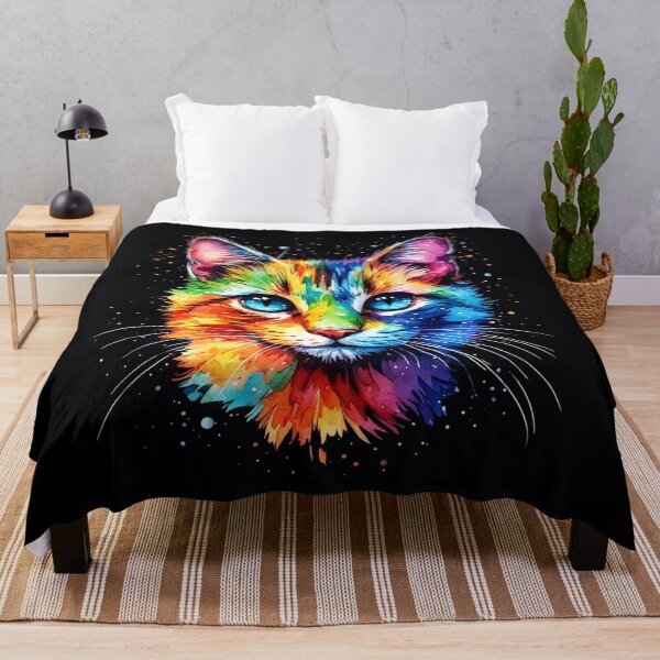 Item preview, Loving Cat with Blue Eyes Colorful Watercolor designed and sold by AurossaDesign.