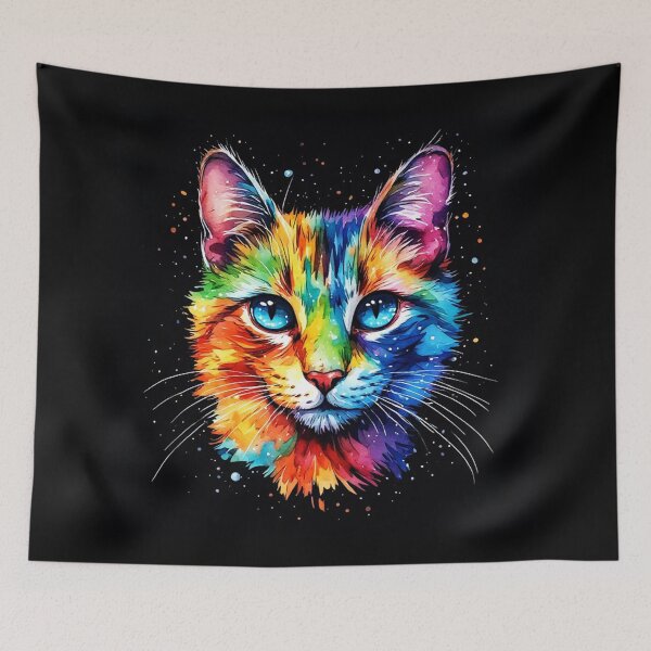 Item preview, Loving Cat with Blue Eyes Colorful Watercolor designed and sold by AurossaDesign.