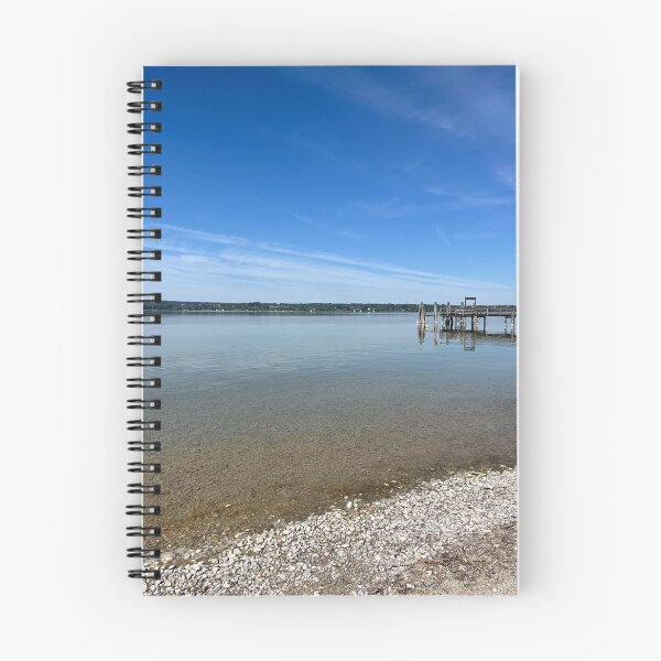 Item preview, Quiet wooden jetty on the wide blue lake designed and sold by Art of Momenz.