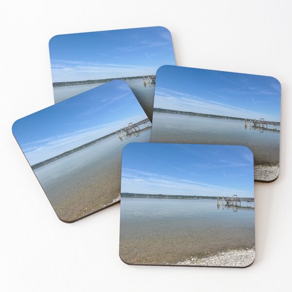 Item preview, Quiet wooden jetty on the wide blue lake designed and sold by Art of Momenz.