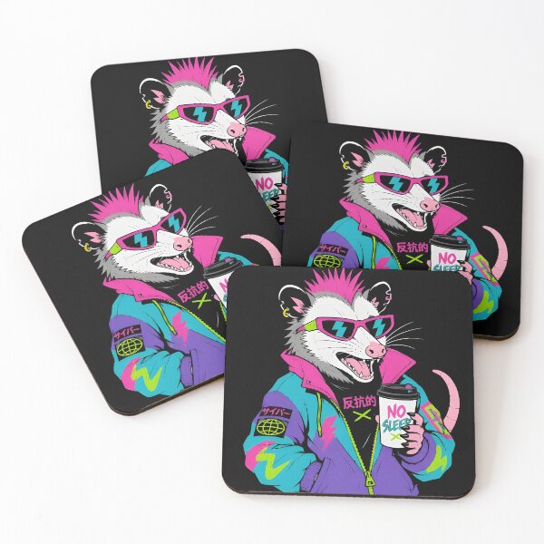 Item preview, Cyberpunk Punk Opossum - No Sleep Coffee Lover designed and sold by milano picks.