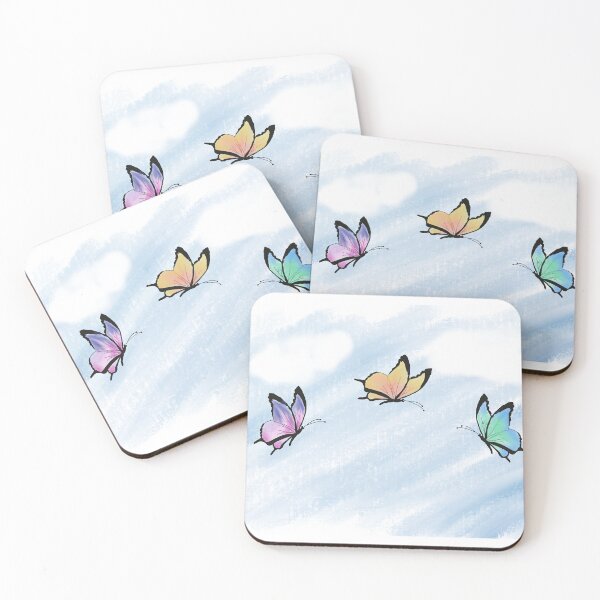 Item preview, Colorful Butterfly Trio - Whimsical Sky Art designed and sold by GardenCatPaperCO.