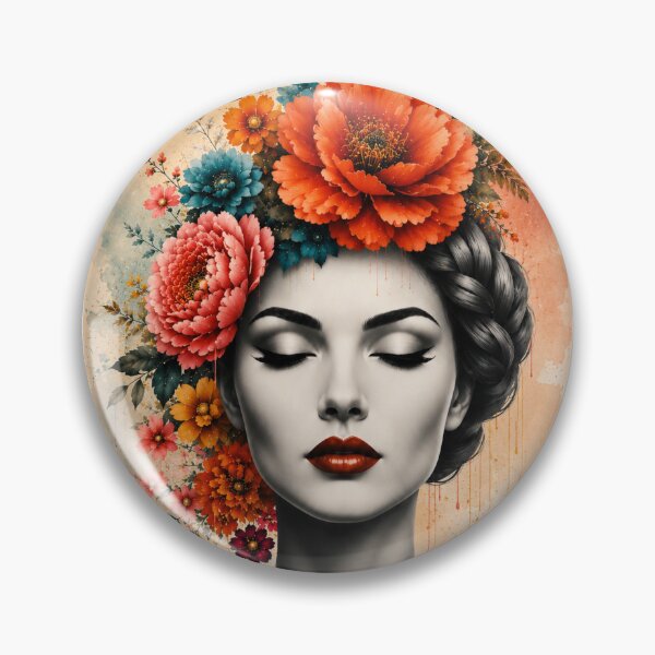 Item preview, Floral Woman Braided Hair Drip Watercolor Colorful Flowers Wall Art Print designed and sold by Leogasup.