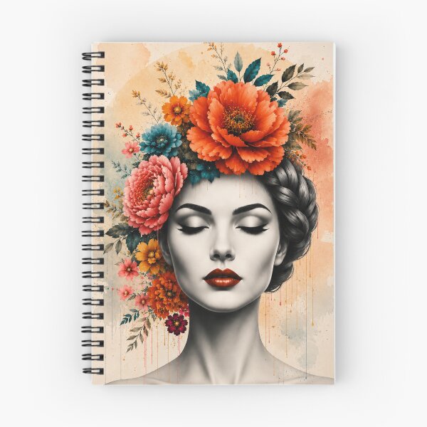 Item preview, Floral Woman Braided Hair Drip Watercolor Colorful Flowers Wall Art Print designed and sold by Leogasup.